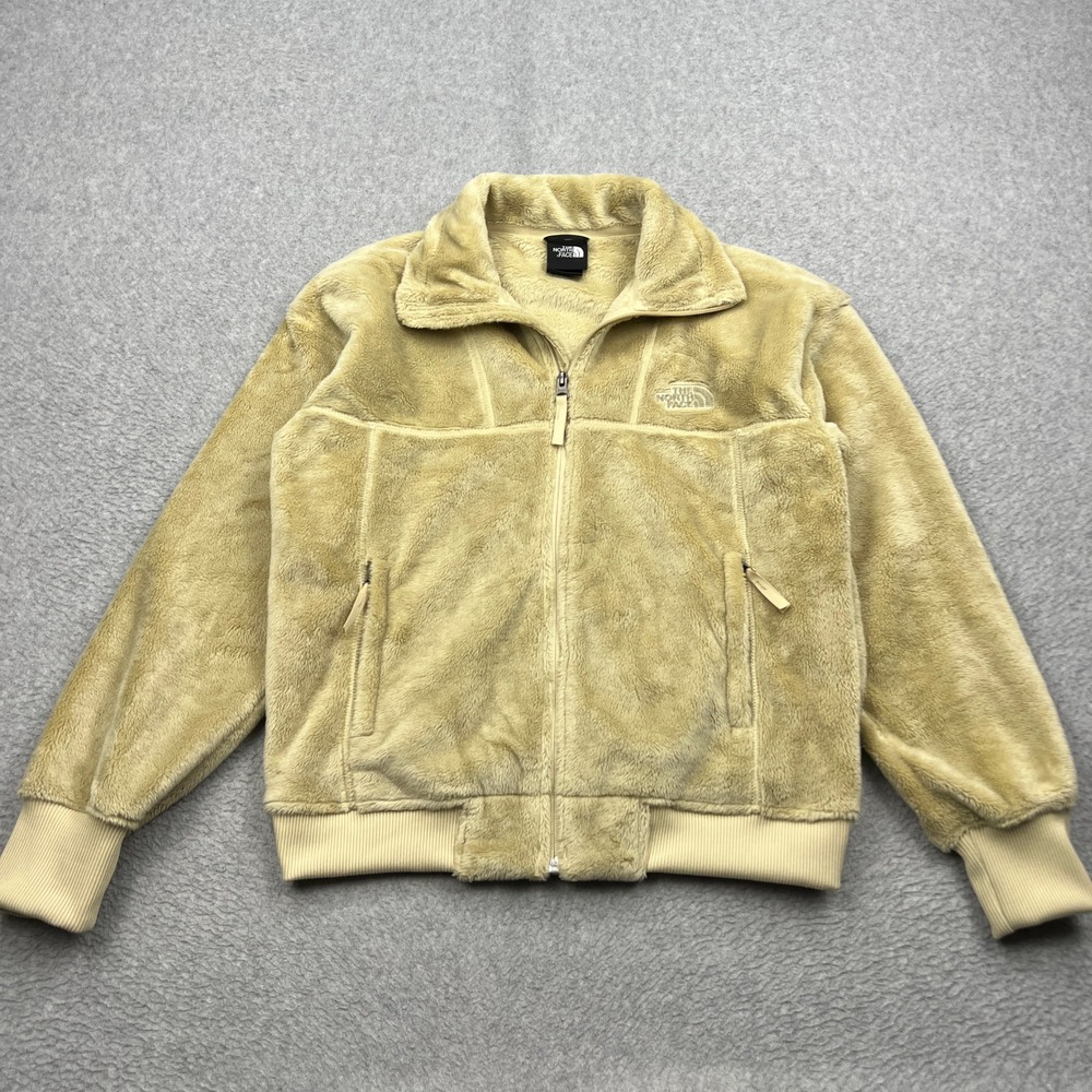 North Face Osito Lux Jacket Womens Small Tan Full Zip High Pile Fleece NF0A7UQO